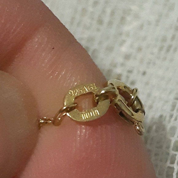 Womans 925 Gold Over Sterling Necklace, With India Ruby Stamped Necklace, 20" L - Picture 7 of 17